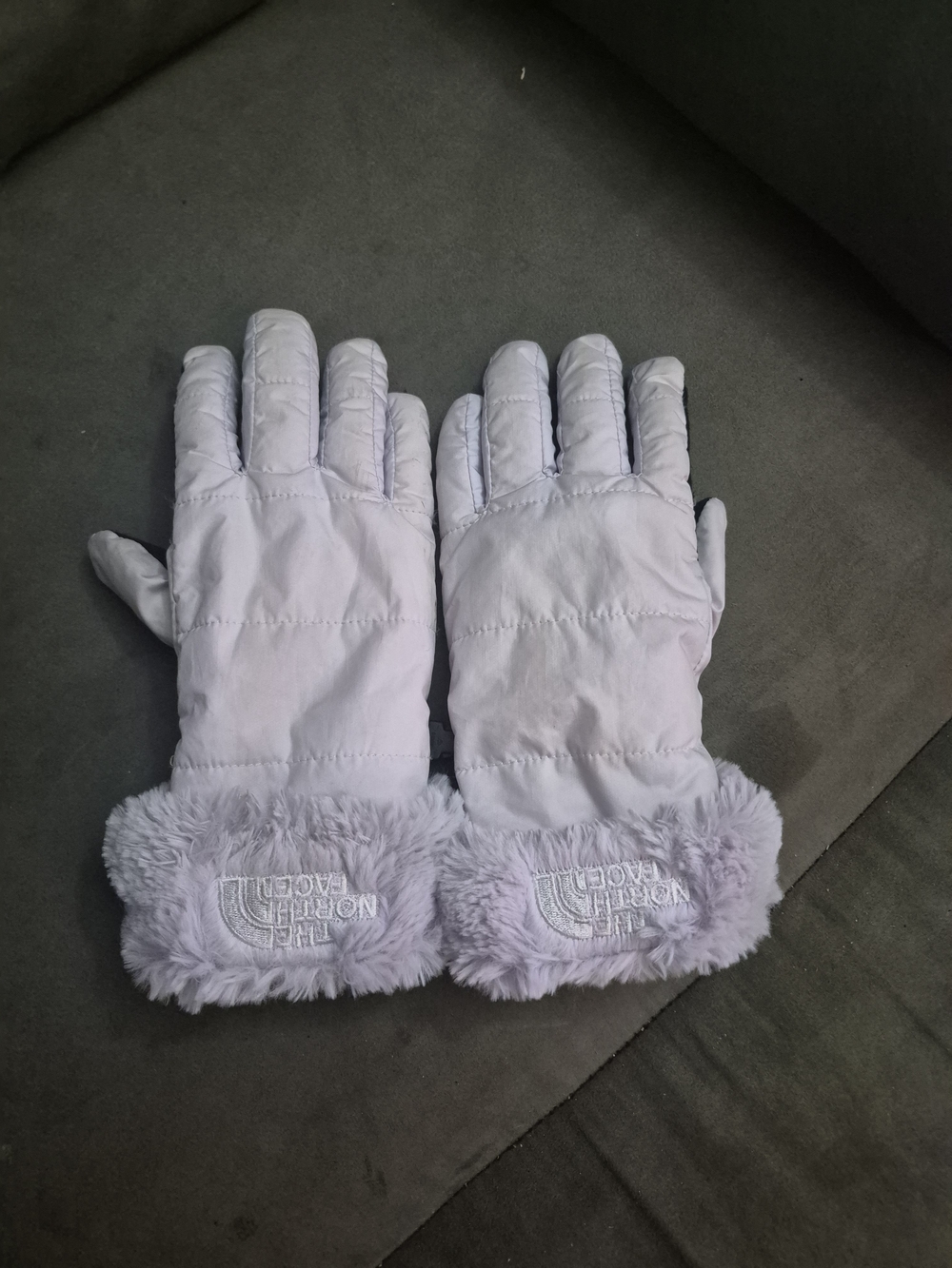 The North Face Kids' Light Purple Faux-Fur Trim Gloves